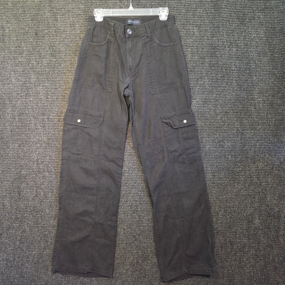 Aeropostale Women's S Black Utility Cargo Pants Y2K Grunge Straight Leg Cotton